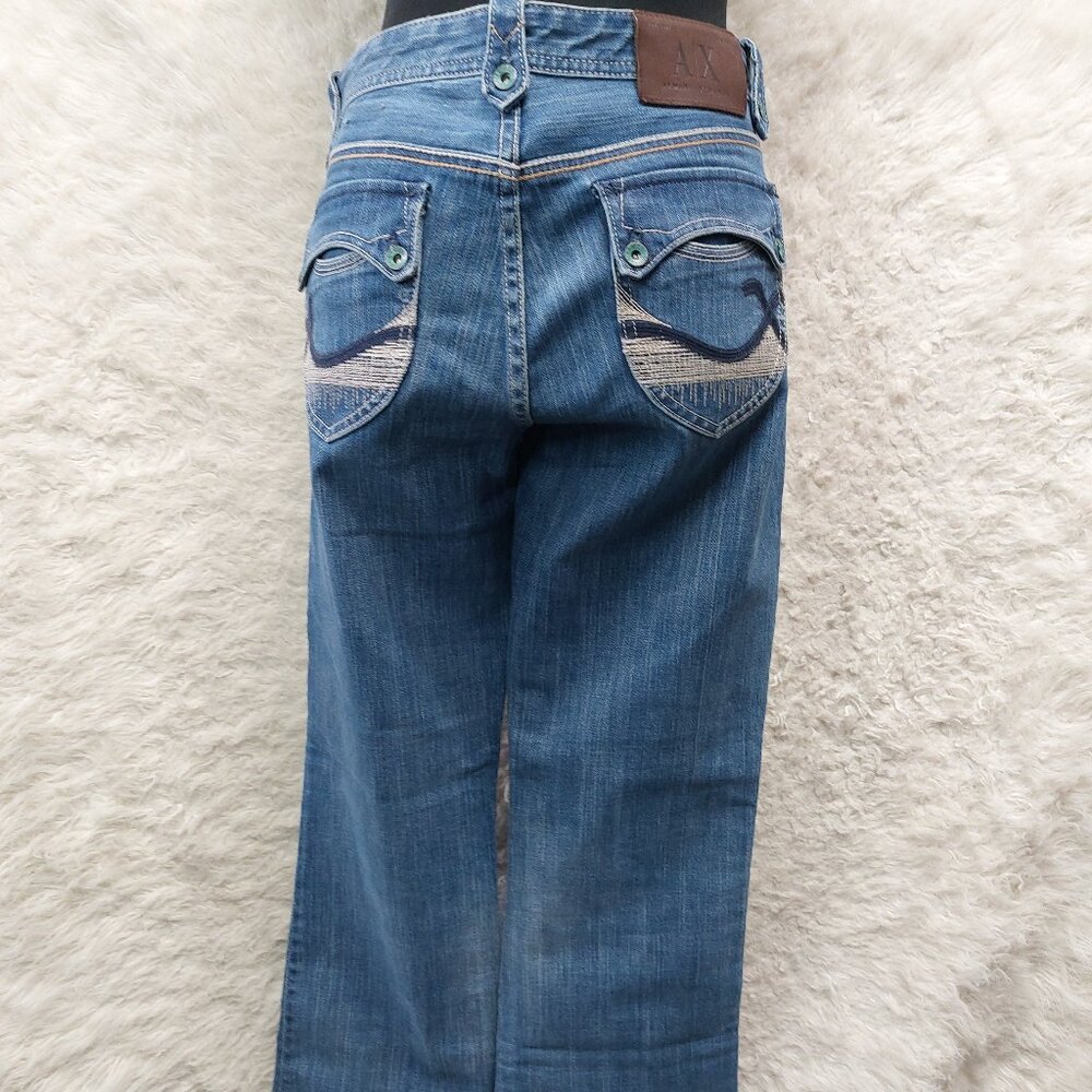 Armani Exchange Women's Flare Legs Back Pocket Stitching Denim Jeans Size 8 Reg
